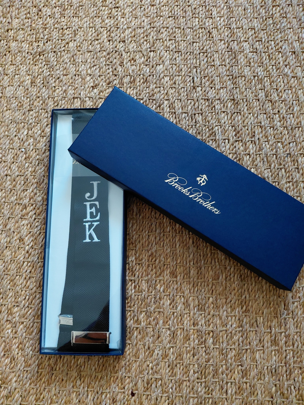 Brooks Brothers Black Suspenders with White Monogram